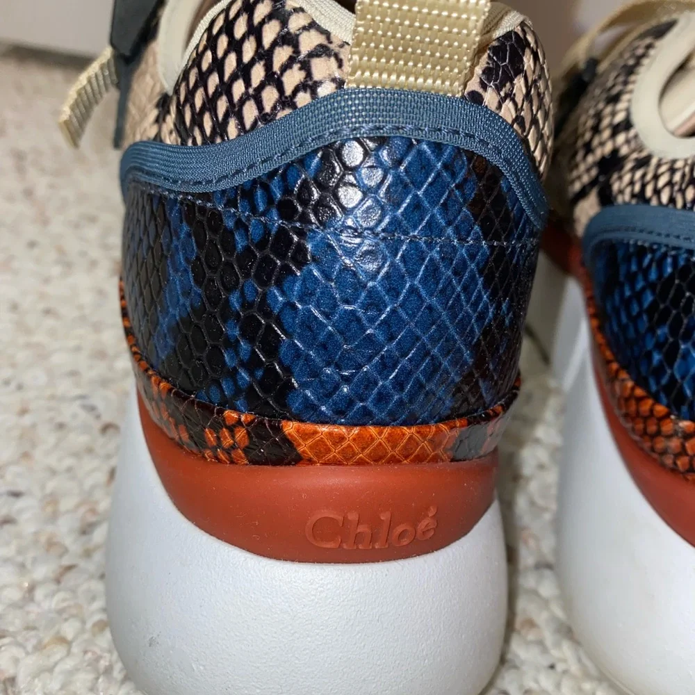 Chloé- authentic designer Sonnie Snakeskin Sneakers multicolored - Picture 6 of 12